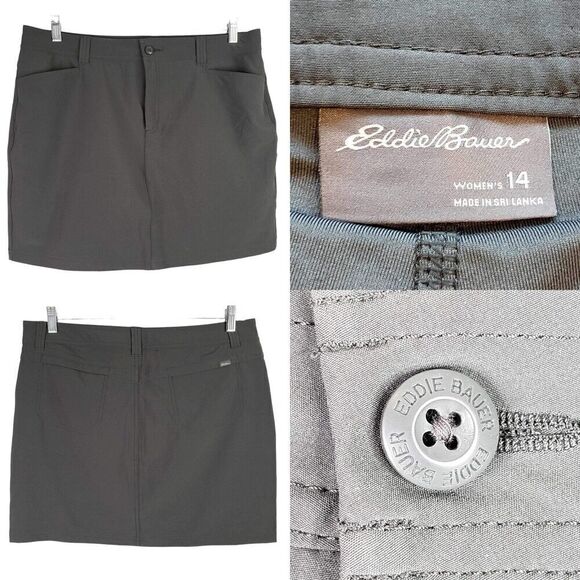 Eddie Bauer Skirt Skort Women's Size 14 Dark Gray Camping Nylon Stretch - Picture 1 of 11